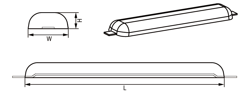 Straight Aluminium Hull Anode Line Drawing